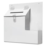 Suggestion Box Literature Holder with Locking Top, 13.75 x 3.63 x 13.94, Plastic, White