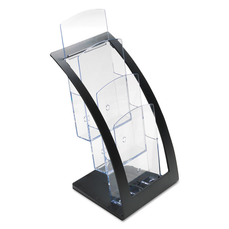 3-Tier Literature Holder, Leaflet Size, 6.75w X 6.94d X 13.31h, Black