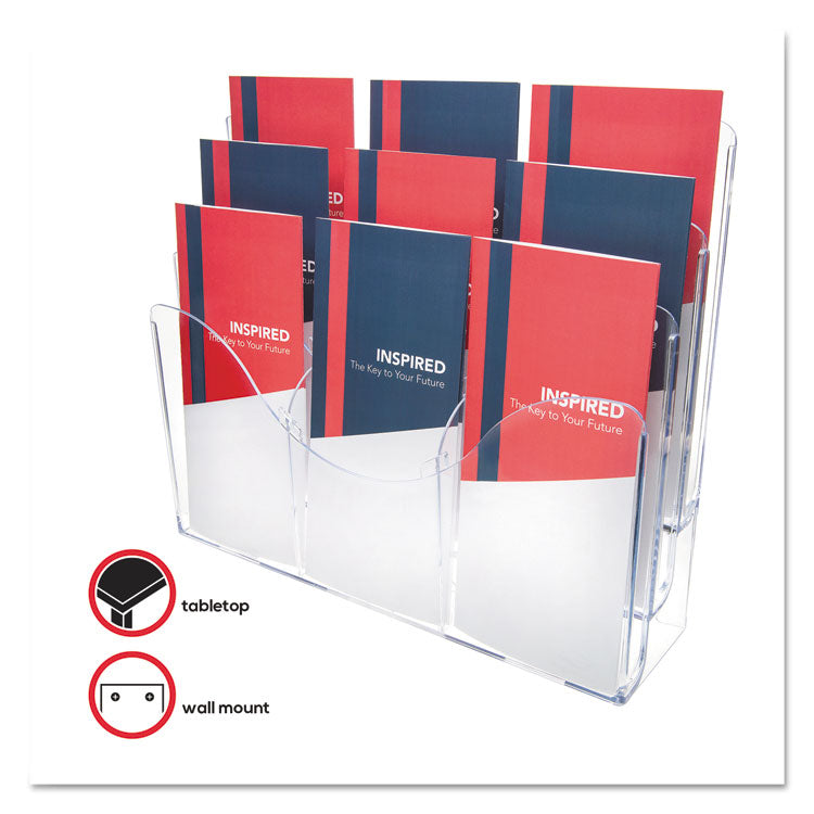 3-Tier Document Organizer W/6 Removable Dividers, 14w X 3.5d X 11.5h, Clear