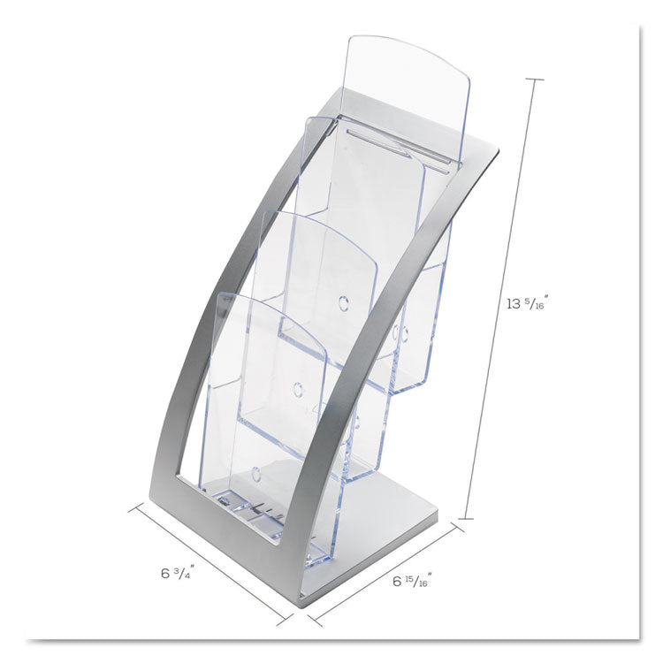 3-Tier Literature Holder, Leaflet Size, 6.75w X 6.94d X 13.31h, Silver