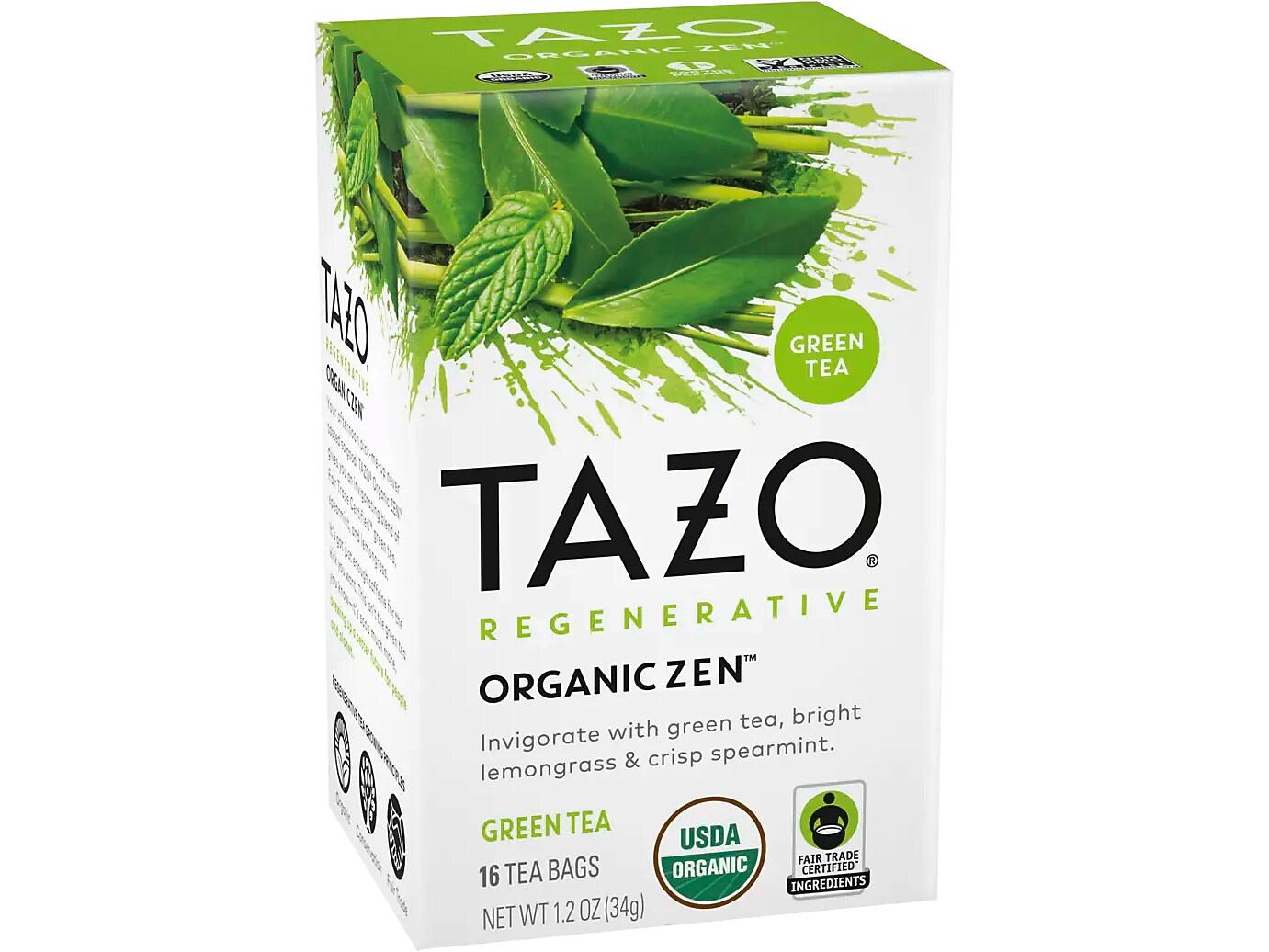 Tazo Zen Green Tea, Tea Bag, 1.2 Oz., 16/Box (10794522003096)
