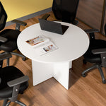 Bush Business Furniture 42W Round Conference Table with Wood Base, White (99TB42RWH)