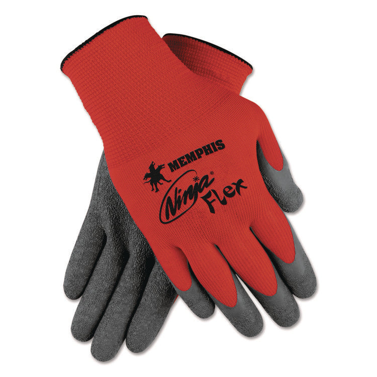 Ninja Flex Latex Coated Palm Gloves, EN388: 3131, 10" Long, Medium, Red/Gray, 12 Pairs