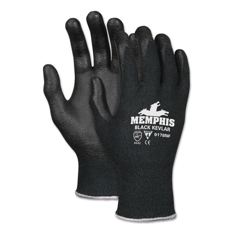 Nitrile Coated Kevlar Gloves, EN388: 4542, 10" Long, Large, Black, Pair