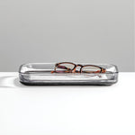 mDesign Glass Desk Tray, Clear/Matte Black (26041)