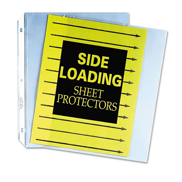 Side Loading Polypropylene Sheet Protectors, Heavy-Duty, Side: 3-Hole Punched, Side Load 8.5 x 11 Insert, Clear Front, 50/Box