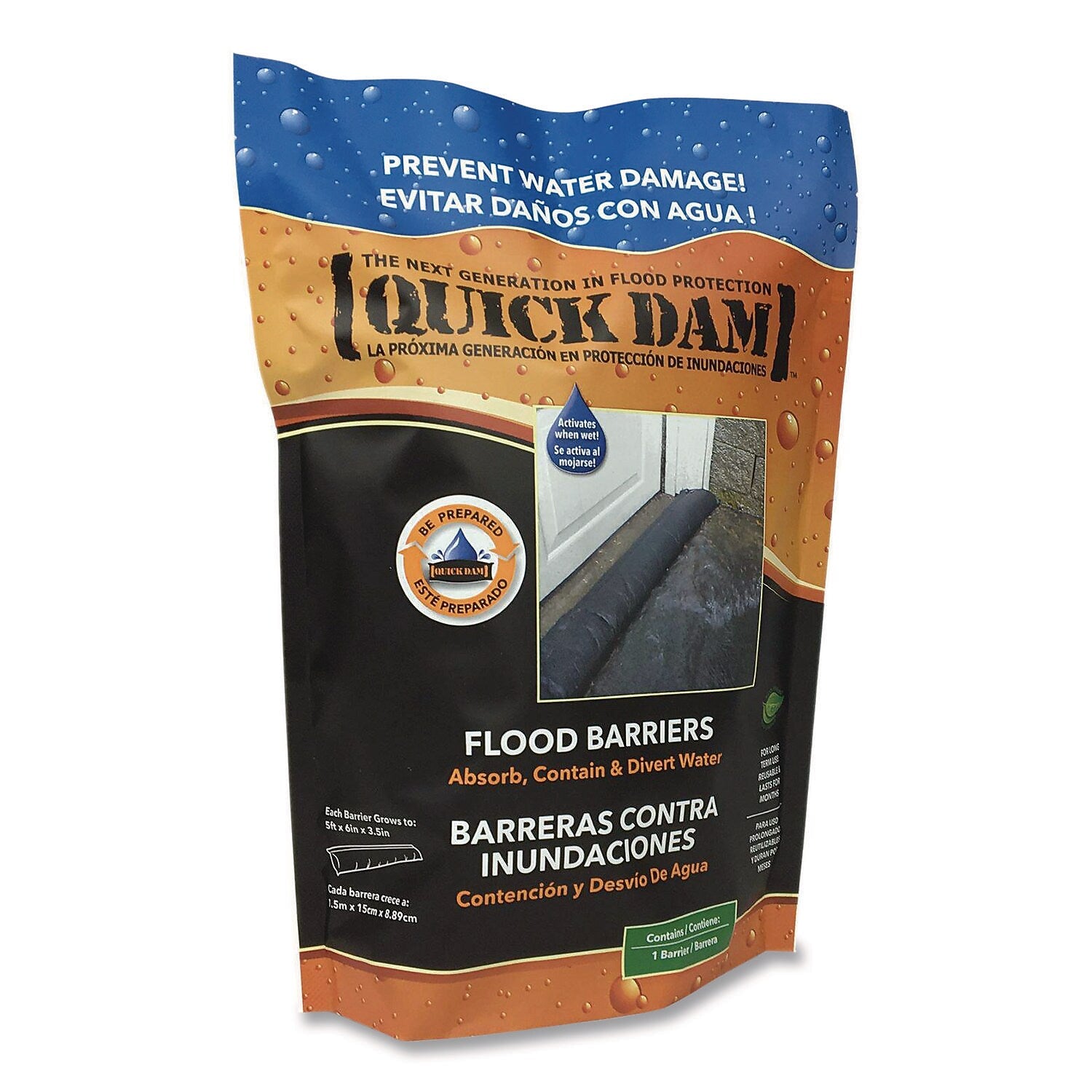 Quick Dam Water Flood Barriers, 6" x 5 Ft. x 3.5 (QD65-1)