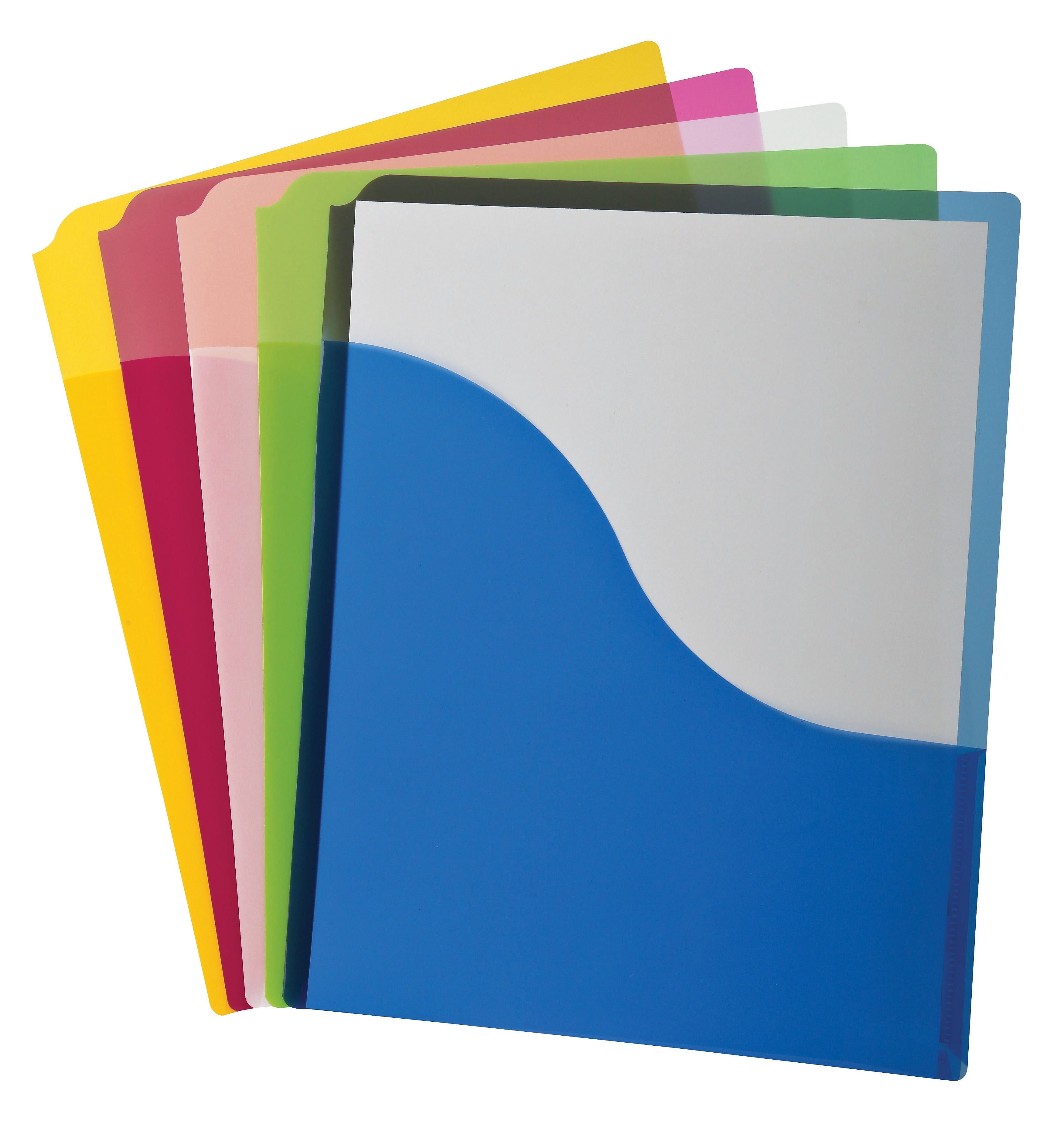 Pendaflex1 Pocket Plastic Portfolio Folder, Assorted Colors, 5/Pack (53295)