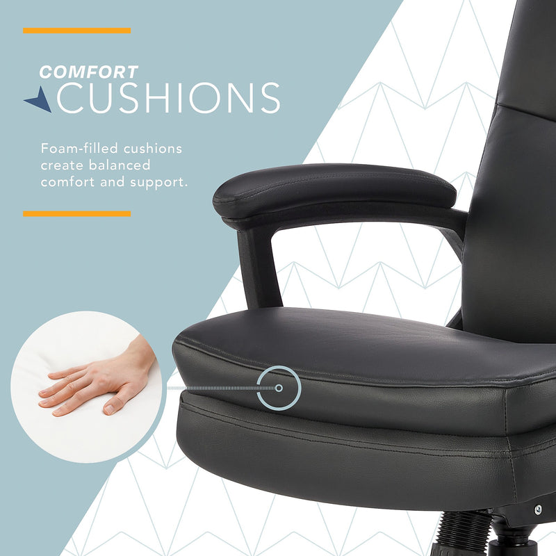 Click365 Ergonomic Bonded Leather Swivel Executive Chair, Black (CCHR10024B)