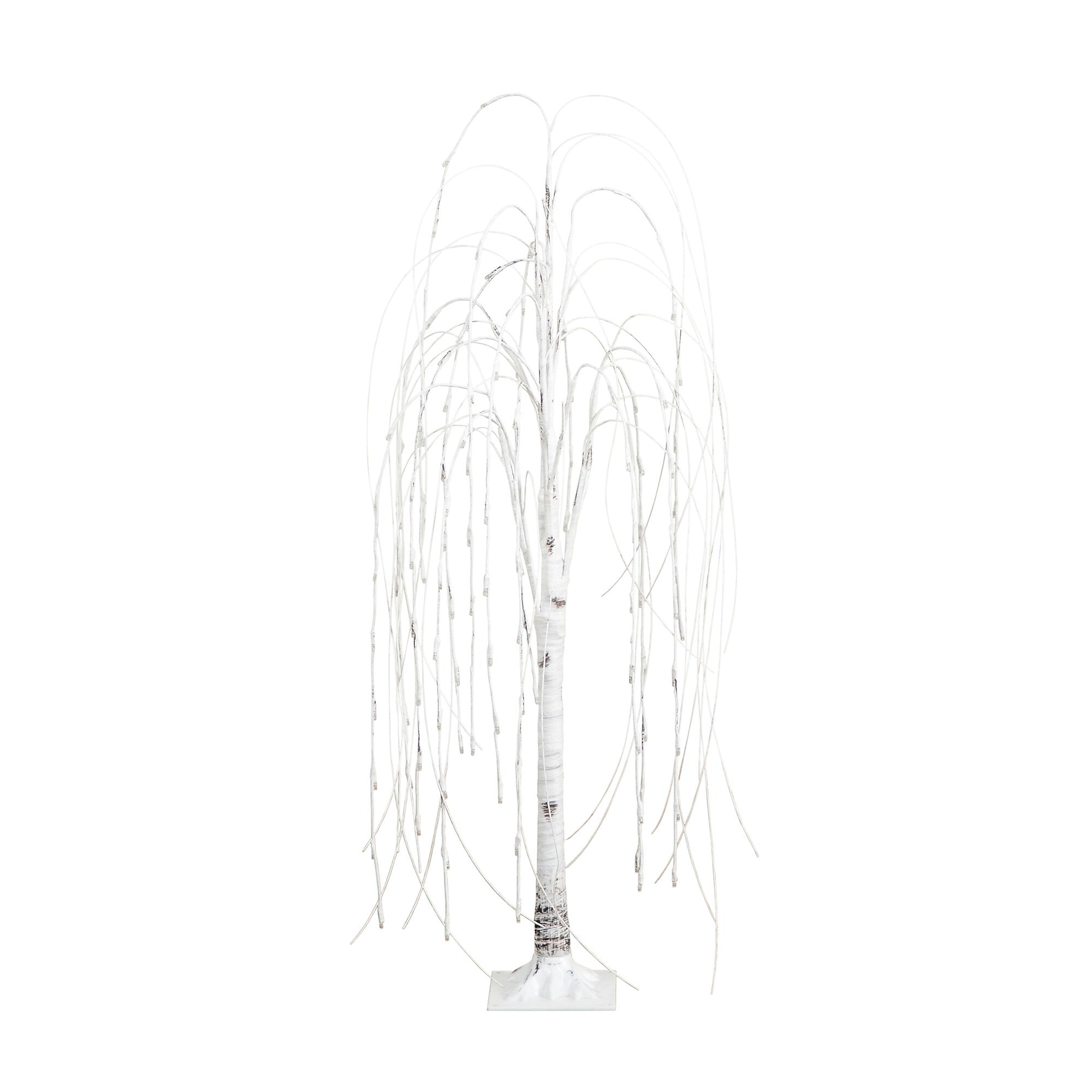 Nearly Natural 4-ft Pre-Lit Artificial White Weeping Willow Tree with 120 Warm White LED Lights (T4922)