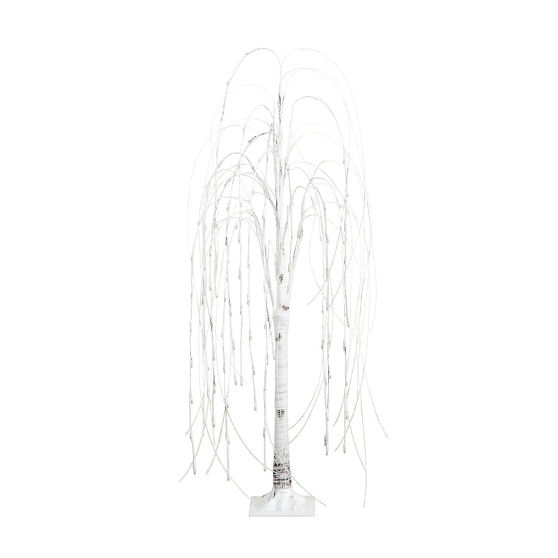 Nearly Natural 4-ft Pre-Lit Artificial White Weeping Willow Tree with 120 Warm White LED Lights (T4922)