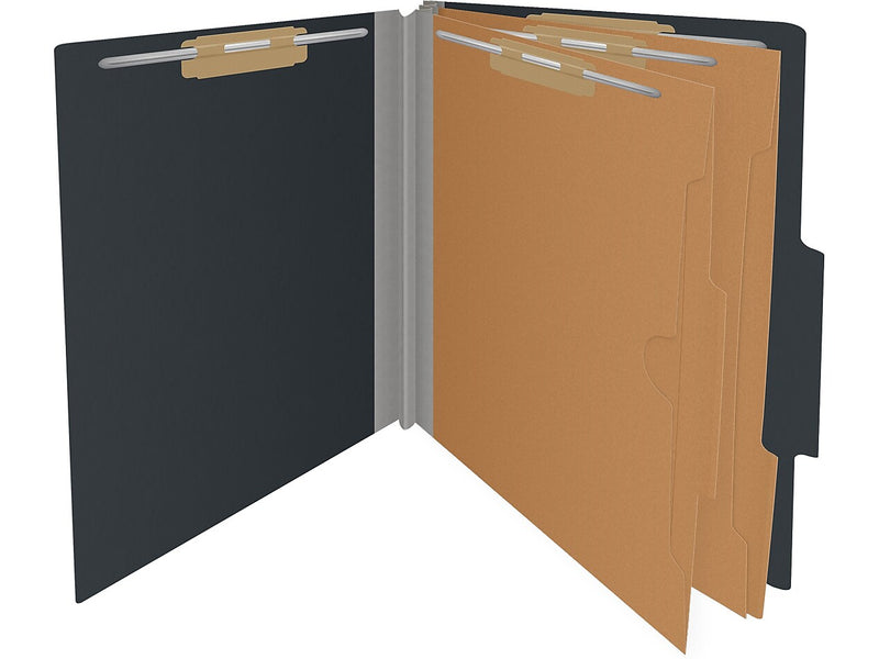 Medical Arts Press Pressboard Classification Folder, 2-Dividers, 2" Expansion, Letter Size, Black, 10/Box (DV-T42-26-3BLK-PKT)