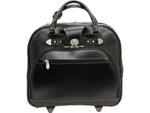 McKlein REDWOOD 15" Leather Rolling Laptop Bag, Black (99695)