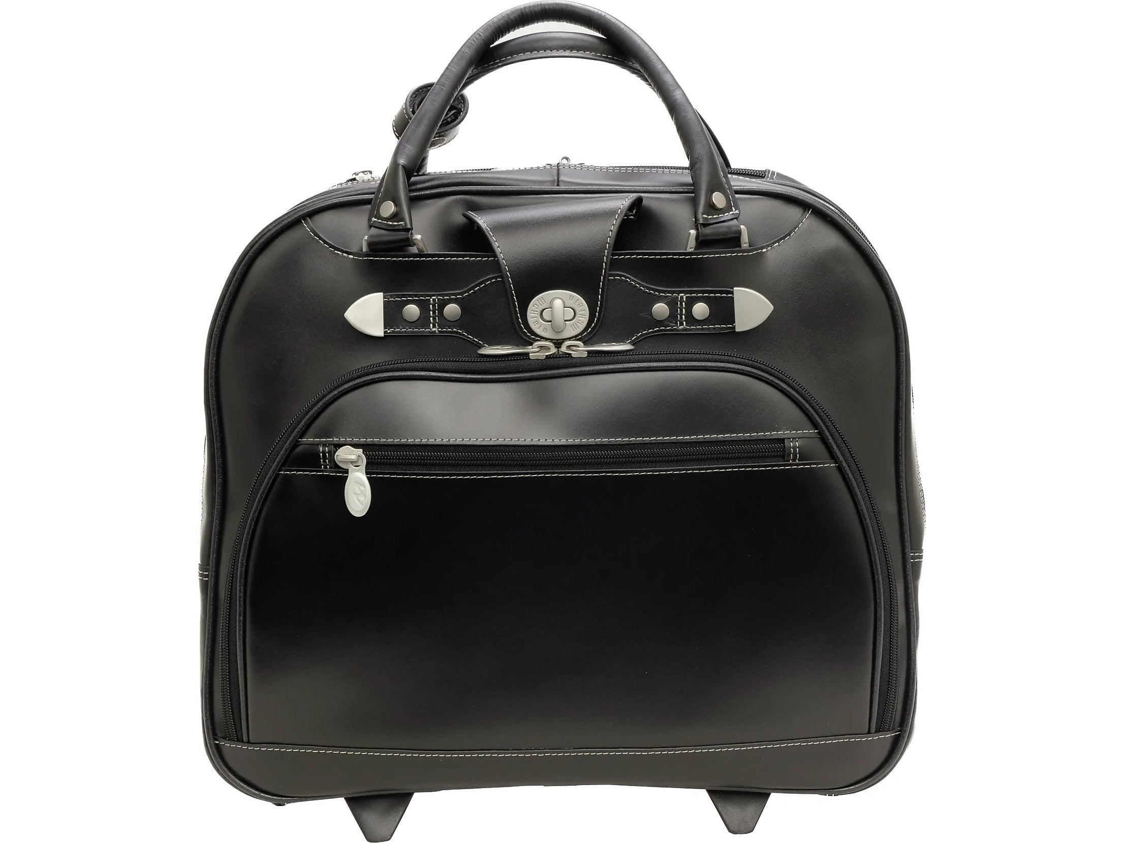 McKlein REDWOOD 15" Leather Rolling Laptop Bag, Black (99695)