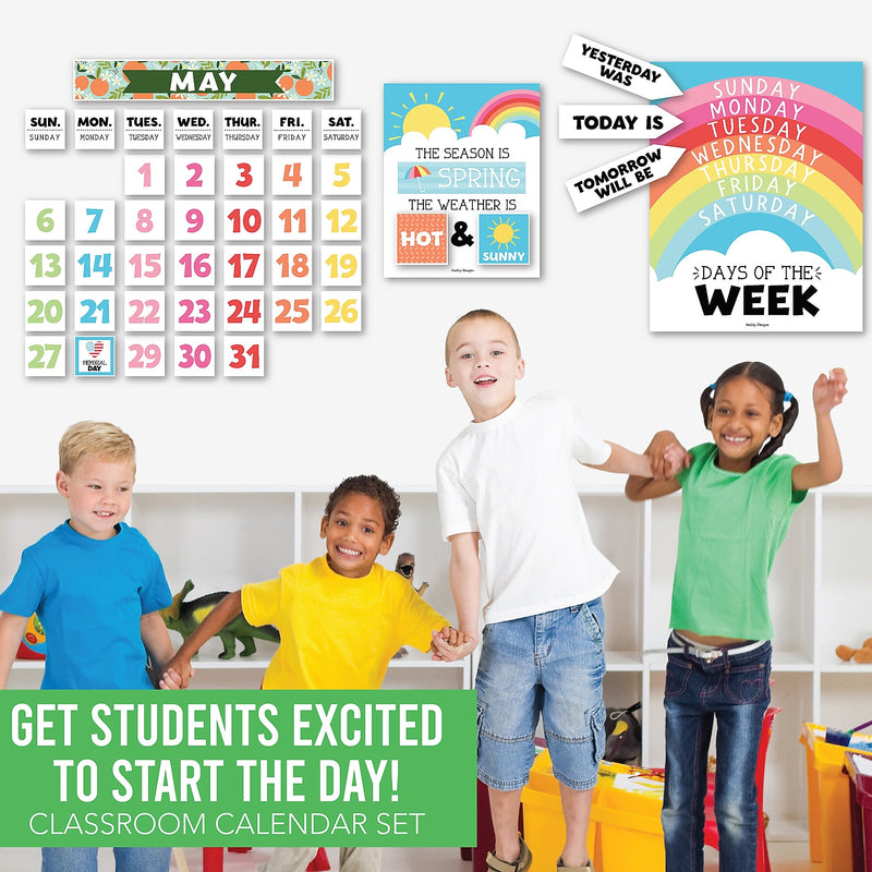 Hadley Designs Rainbow Circle Time Bulletin Board Calendar for Classroom, 100/Set (HDDX004BC7KLB)