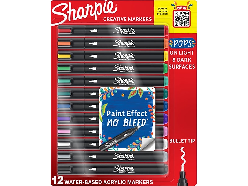 Sharpie Water-Based Creative Markers, Bullet Point, Assorted Colors, 12/Pack (2196905)