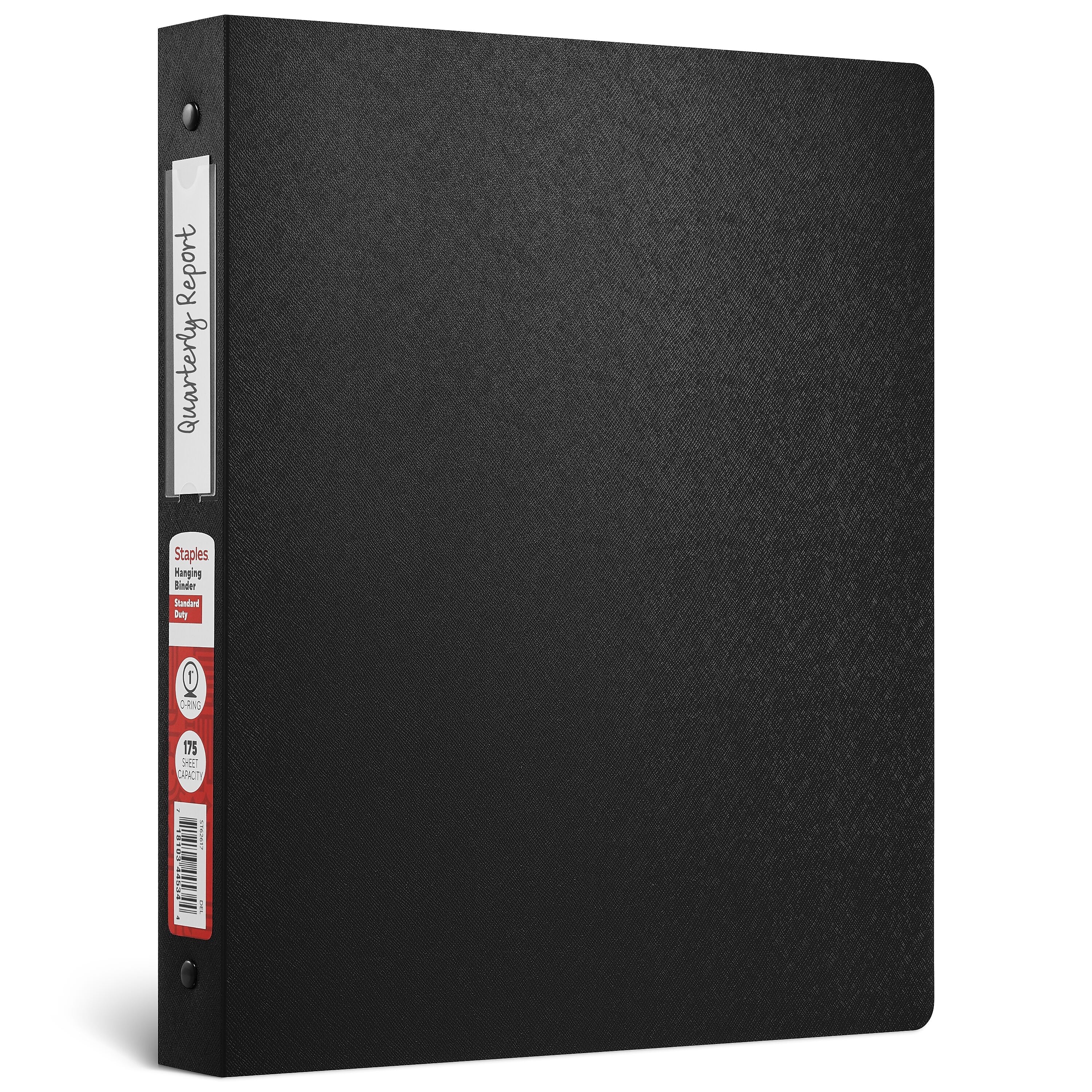 Staples 1" 3-Ring Hanging Binders, Black (ST62617)