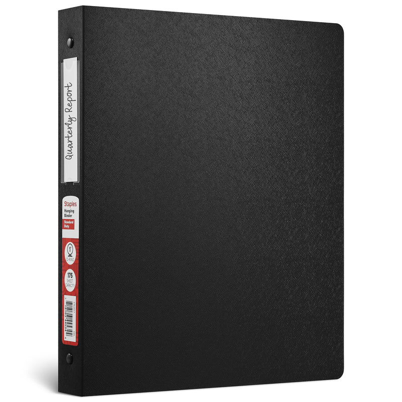 Staples 1" 3-Ring Hanging Binders, Black (ST62617)