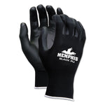 Economy PU Coated Work Gloves, EN388: 2121, 12" Long, X-Large, Black, 12 Pairs