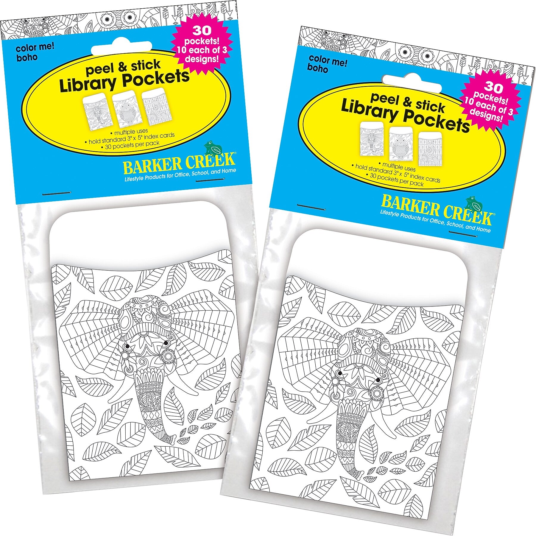 Barker Creek Color Me Library Pockets, 5.125" x 3.5", 60/Set (BC3843)