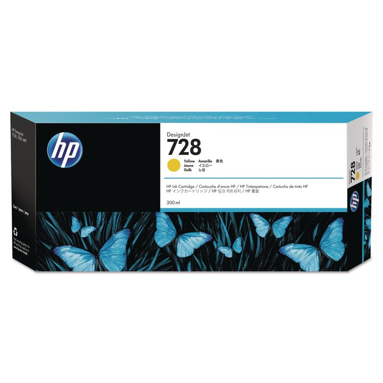 HP 728, (F9K15A) Yellow Original Ink Cartridge, 5/Carton