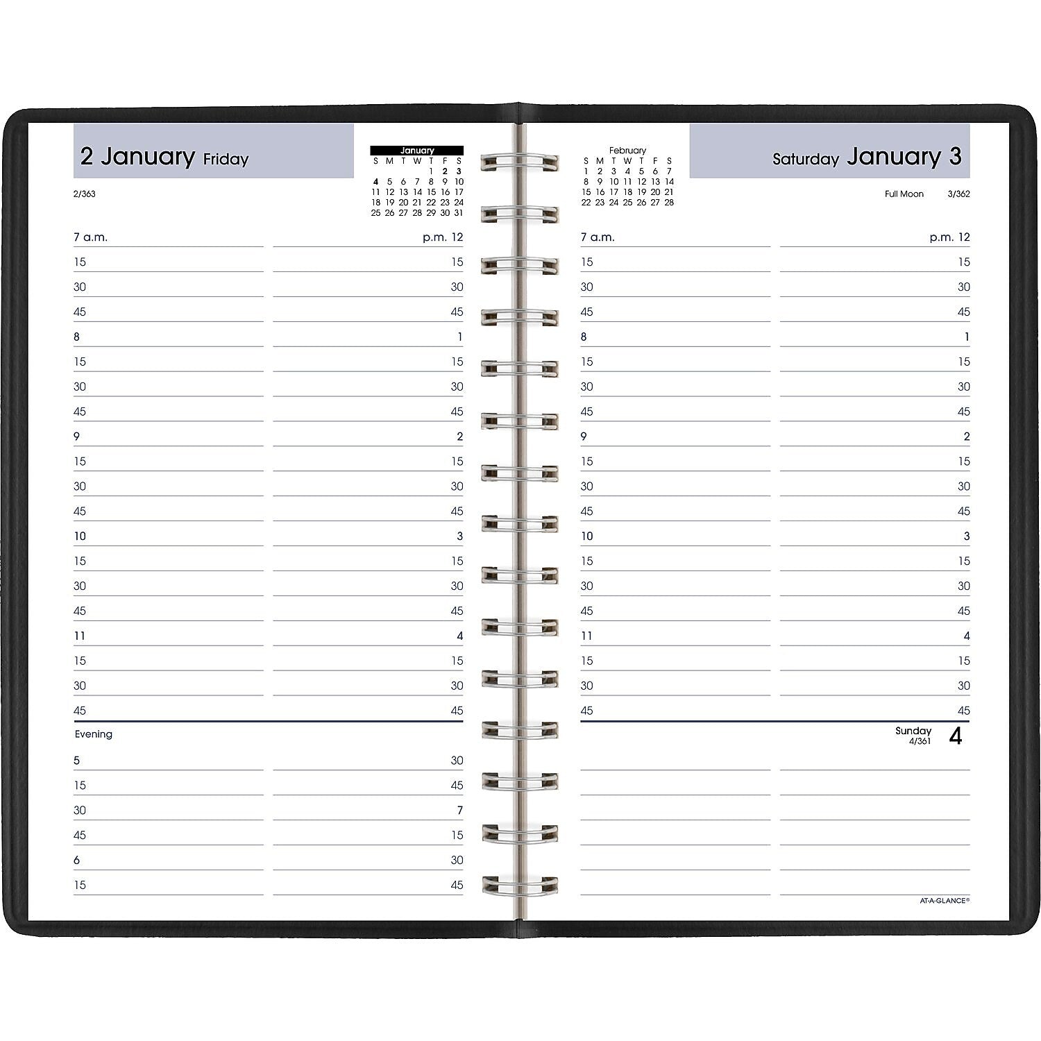 2026 AT-A-GLANCE DayMinder 5" x 8" Daily Appointment Book, Faux Leather Cover, Black (G100-00-26)