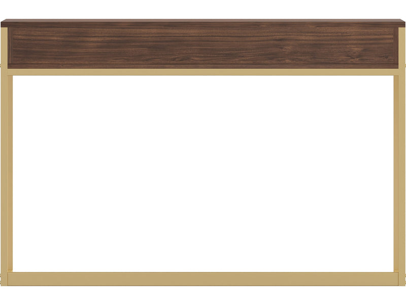 Martha Stewart Ollie 47"W Home Office Desk with 3 Drawers, Walnut/Polished Brass (ZGZP028BRGLD)