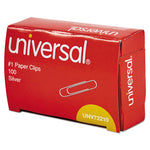 Paper Clips, #1, Smooth, Silver, 100 Clips/Box, 10 Boxes/Pack, 12 Packs/Carton