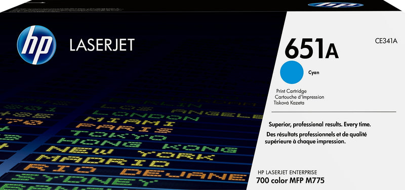 HP 651A Cyan Standard Yield Toner Cartridge, Prints Up to 16,000 Pages (CE341A)