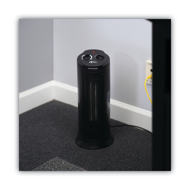 Alera 1500-Watt Ceramic Tower Heater, 7 3/8"w X 7 3/8"d X 17 3/8"h, Black (ALEHECT17)