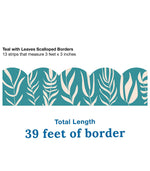 Carson Dellosa Scalloped Border Strips 3" x 3', Teal with Leaves, 13/pack (108522)