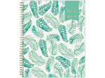 2024-2025 Blue Sky Day Designer Palms 8.5" x 11" Academic Weekly & Monthly Planner, Plastic Cover, White/Green (137891-A25)