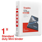 Staples Mini 1" 3-Ring View Binder, White (55408/26457)