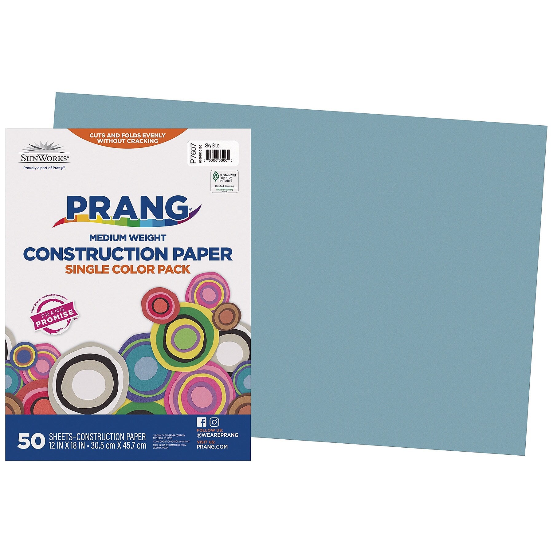 Prang 12" x 18" Construction Paper, Sky Blue, 50 Sheets/Pack, 5 Packs/Bundle (PAC7607-5)