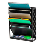 Mind Reader 5-Compartment Plastic Mountable Wall File, Black (WALLANCH-BLK)
