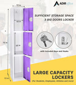 AdirOffice 72"H 3-Tier Purple Storage Locker (ADI629-203-PUR-DL)
