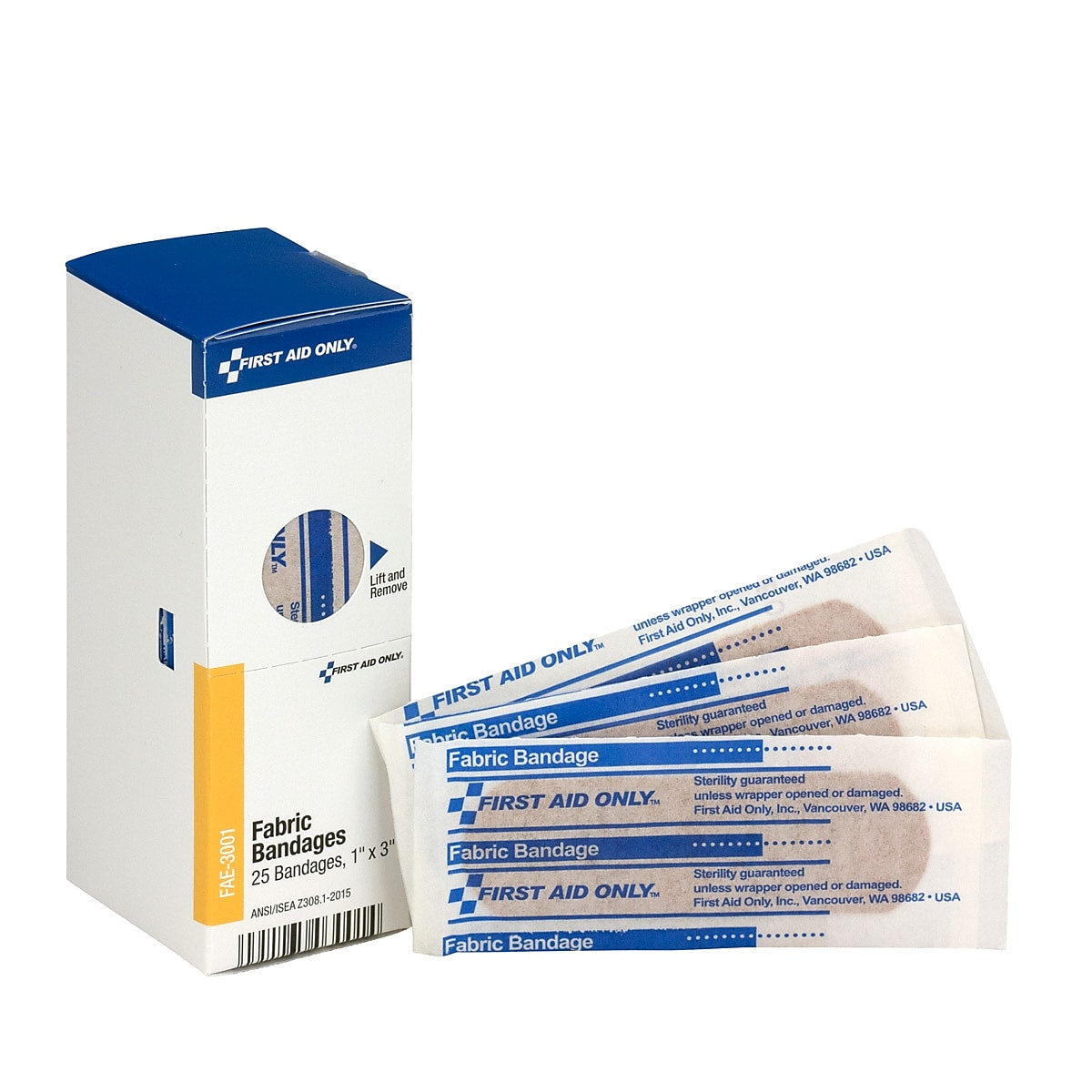 SmartCompliance 1" x 3" Fabric Adhesive Bandages, 25/Box (FAE-3001)
