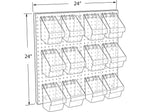 Azar 24" x 24" Pegboard 12 Mini Bucket Accessory Organizer Kit, Pink, Each (700685-PNK)