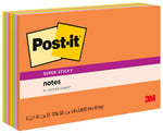 Post-it Super Sticky Notes, 4" x 6", Energy Boost Collection, 45 Sheet/Pad, 8 Pads/Pack (6445SSP)