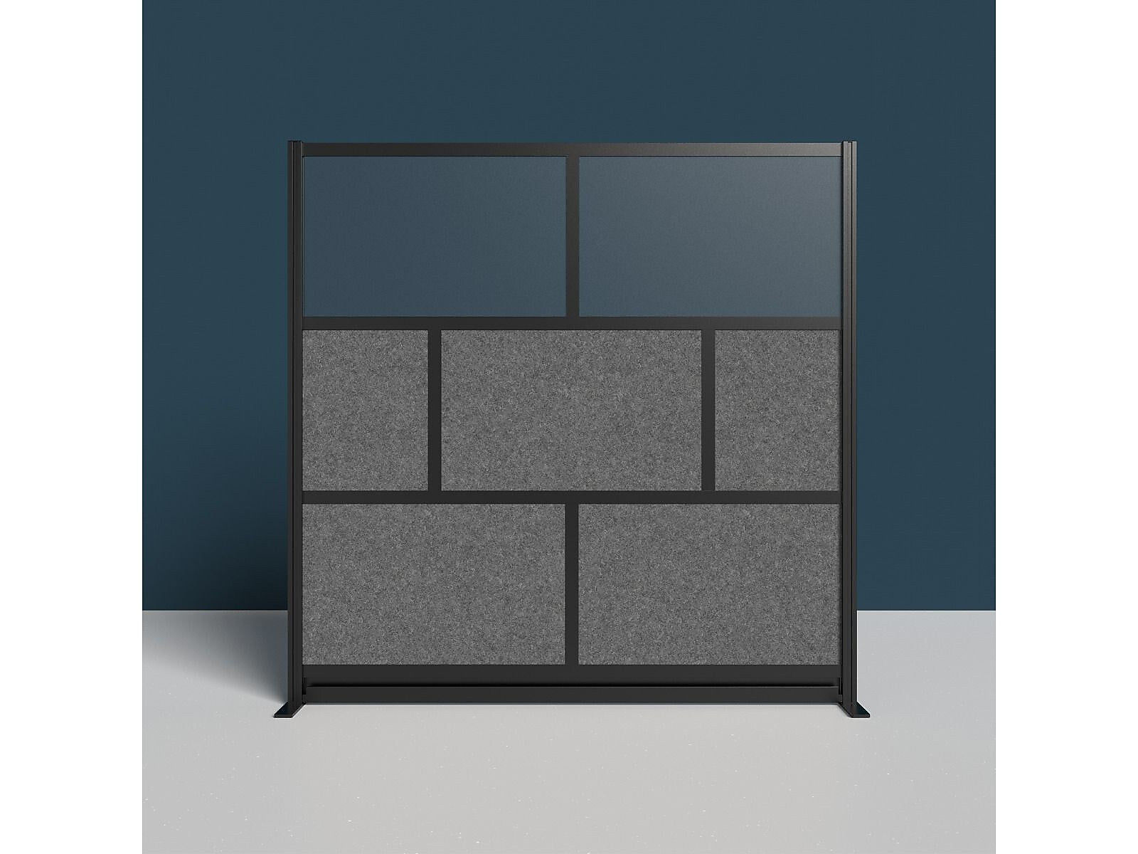 Luxor Expanse Series 7-Panel System Starter Wall, 70"H x 70"W, Freestanding, Black/Gray PET/Acrylic (MW-7070-FCGB)