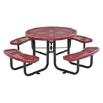 Global Industrial 46" Round Picnic Table, Expanded Metal, Red (277150RD)