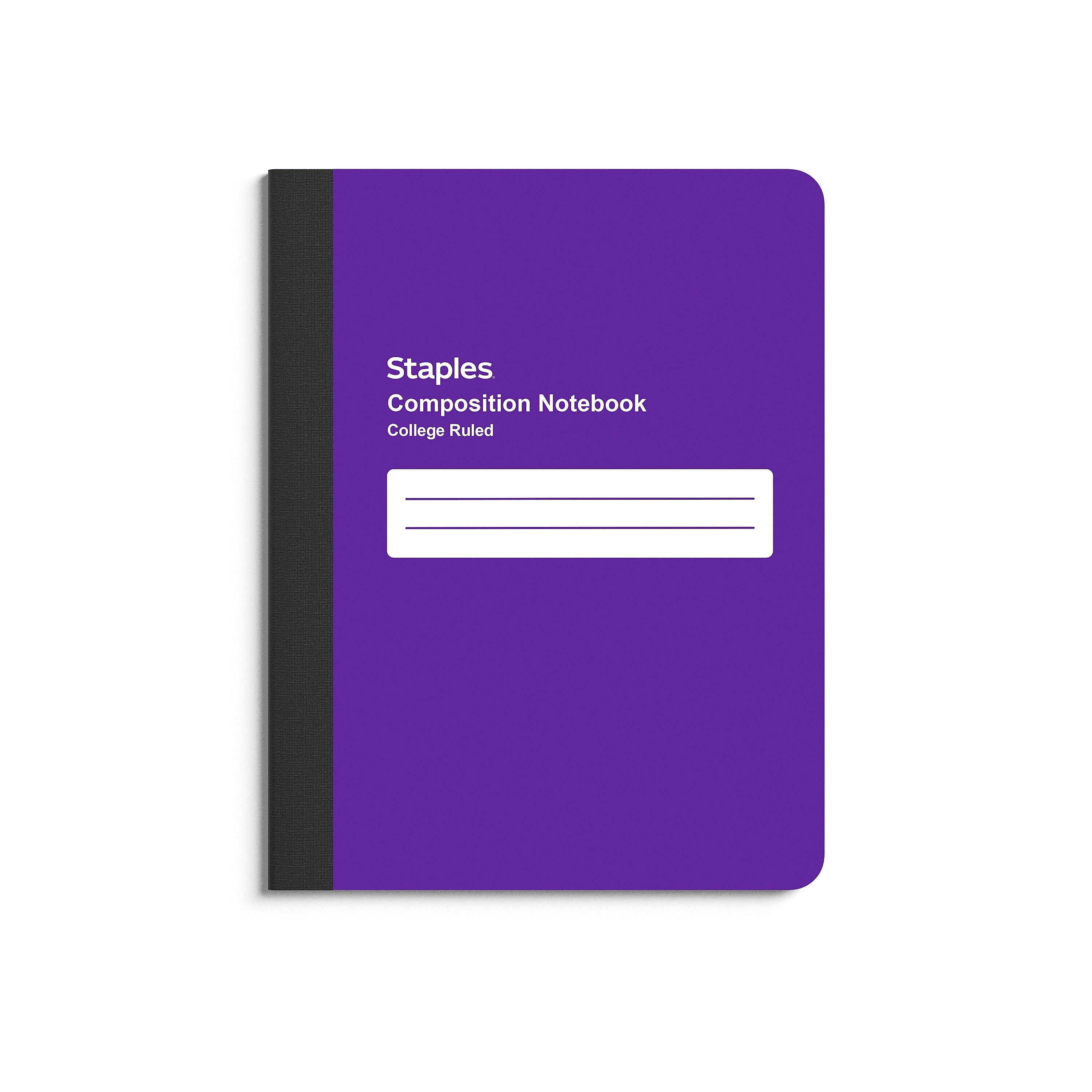 Staples® Poly Composition Notebook, 7.5" x 9.75", College Ruled, 80 Sheets, Purple (ST55078)