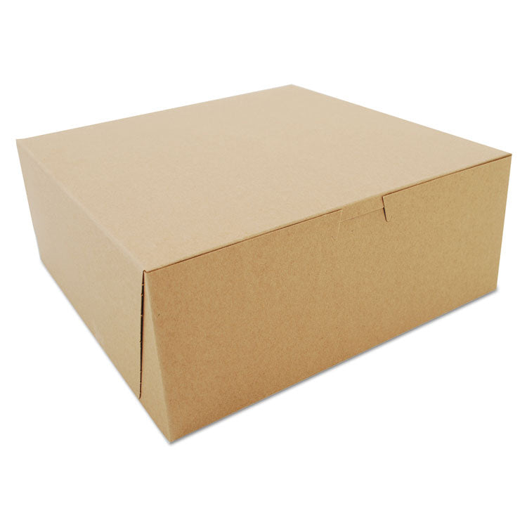 Kraft One-Piece Non-Window Bakery Boxes, 10 x 10 x 4, Brown, Paper, 100/Bundle