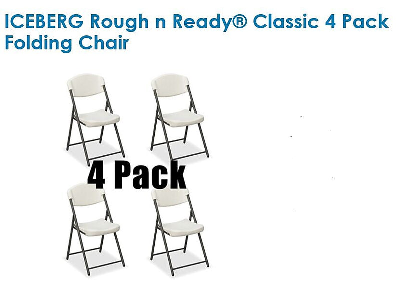 Iceberg Rough 'N Ready Plastic Folding Chairs, Platinum Granite, 4/Carton (64033)