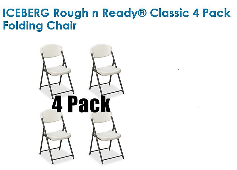 Iceberg Rough 'N Ready Plastic Folding Chairs, Platinum Granite, 4/Carton (64033)