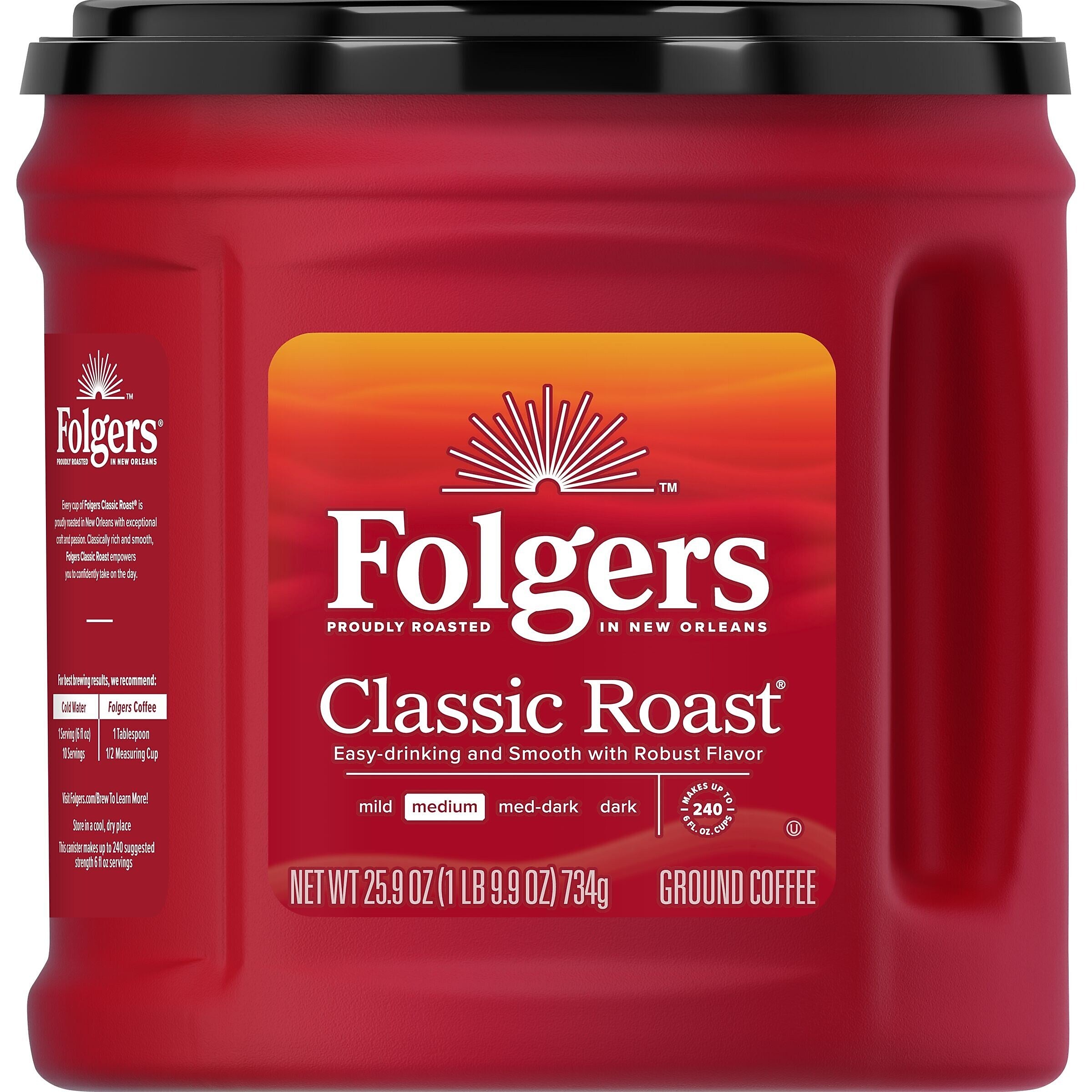 Folgers Classic Roast Ground Coffee, Medium Roast, 25.9 oz., 6/Carton (2550030407CT)