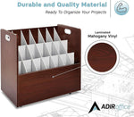 AdirOffice 21-Slot Mobile Roll File, 28.5"H x 30"W x 15.75"D, Mahogany (625-MA-KIT1)