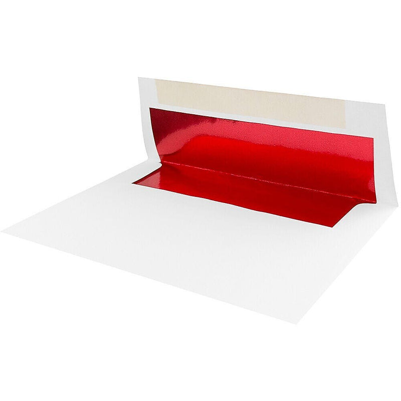 JAM Paper A8 Invitation Envelope, 5 1/2" x 8 1/8", White with Red Foil, 100/Pack (3243657d)