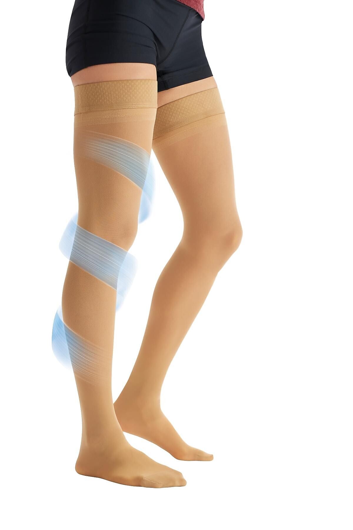 Curad 20-30mmHg Thigh High Compression Hosiery, Beige, B Size, Regular Length, Each (MDS1708BTH)