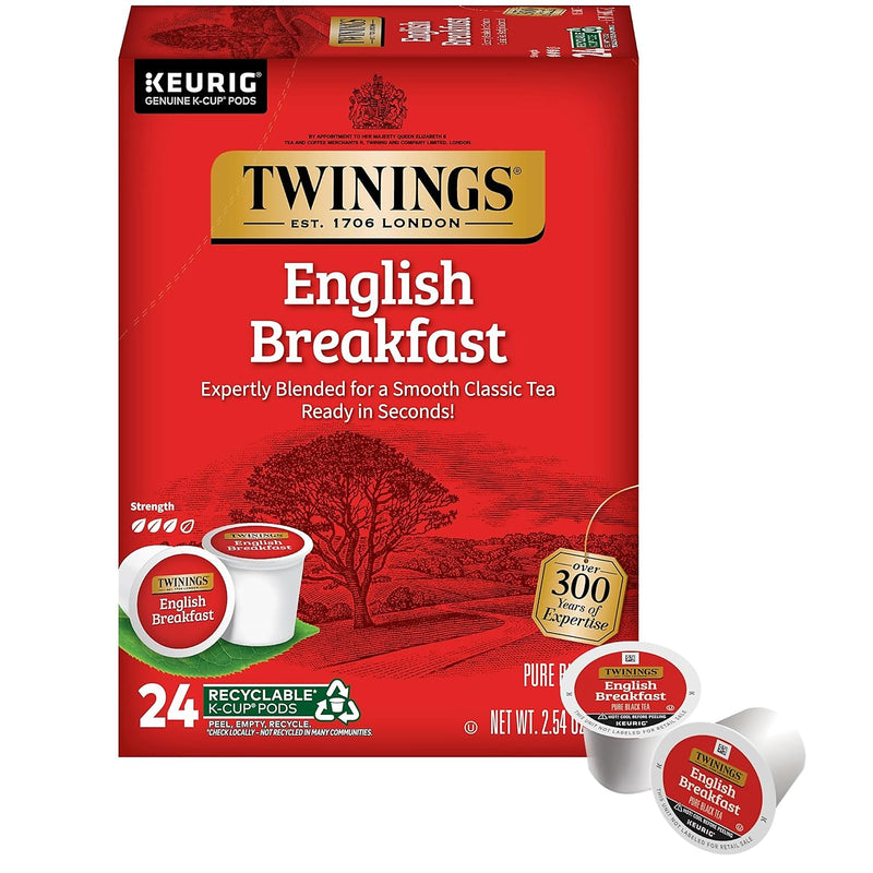 Twinings English Breakfast Black Tea, Keurig® K-Cup® Pods, 24/Box (TNA85780)